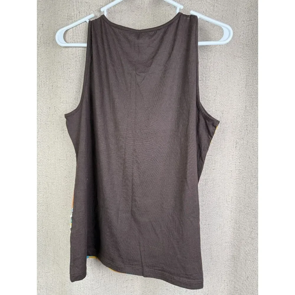 Chico's‎ Brown Geometric Sequin Sleeveless Tank Top